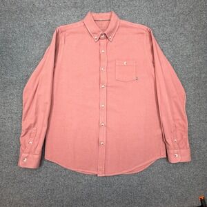Free Fly Button Down Shirt Mens Large Rose Pink Bamboo Stretch Color Fading READ